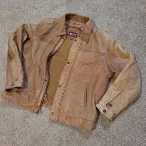 Vintage 1970s Wilson’s Genuine Leather Jacket – Men’s XL – Caramel Brown